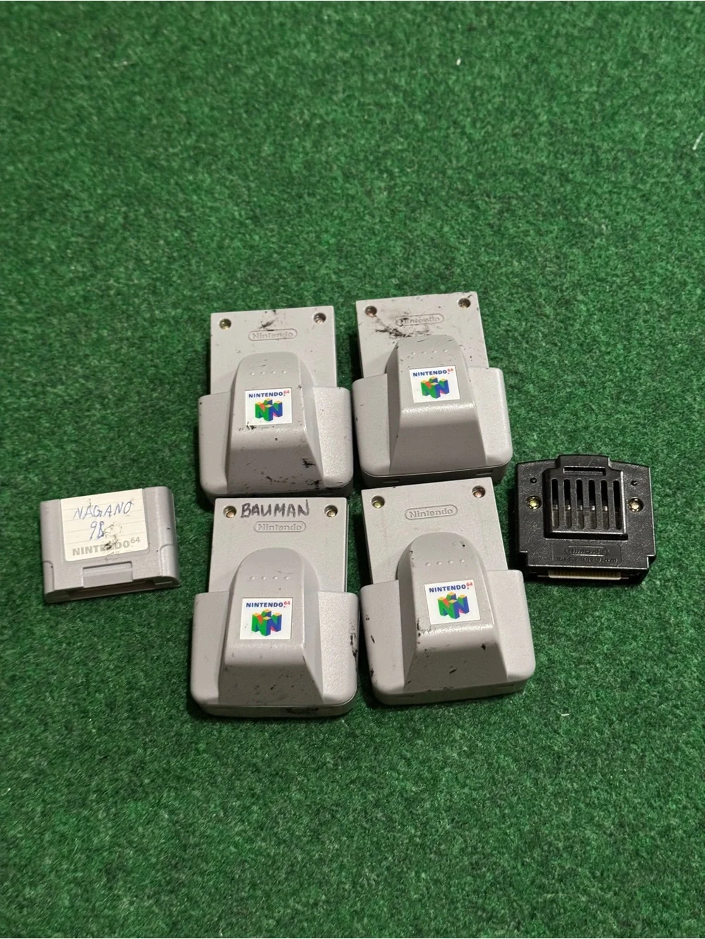 nintendo 64 accessory lot rumble pak jumper pak controller pak vintage